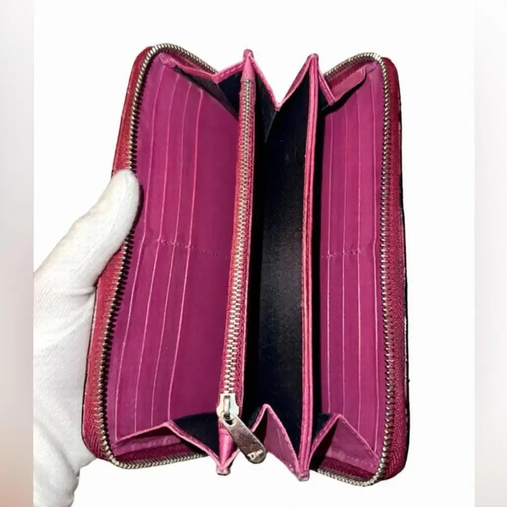 AUTHENTIC Dior Lady Dior Zippy Wallet- REDYED CONDITION